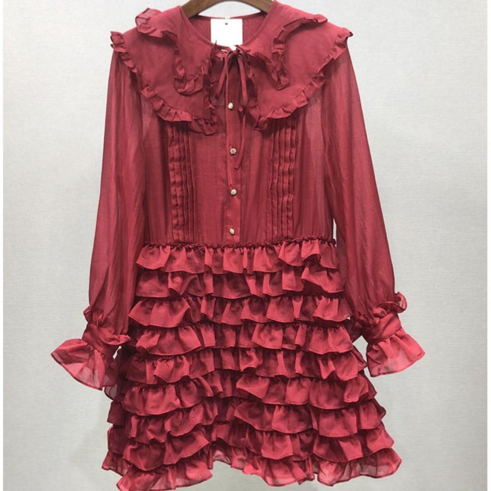 Shirt dress with flared sleeves